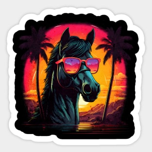 Retro Wave Sunglas Morgan Horse Sticker